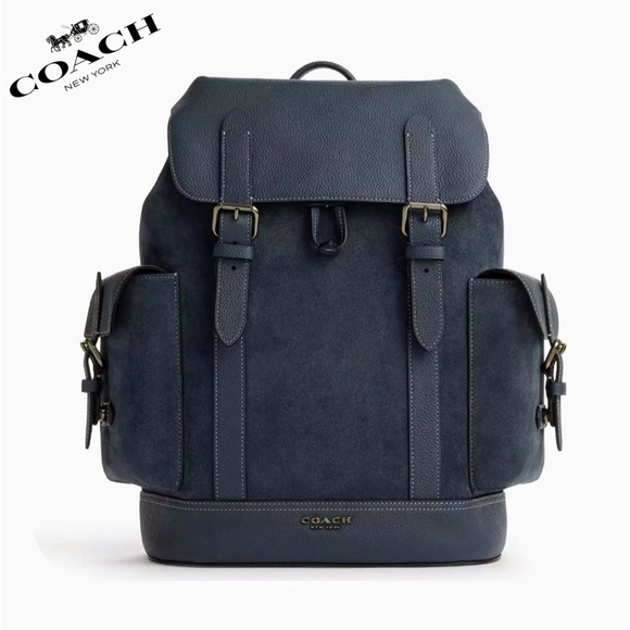 NWT‎ COACH Hudson Backpack Leather/Suede in Gunmetal/Denim - Picture 1 of 5